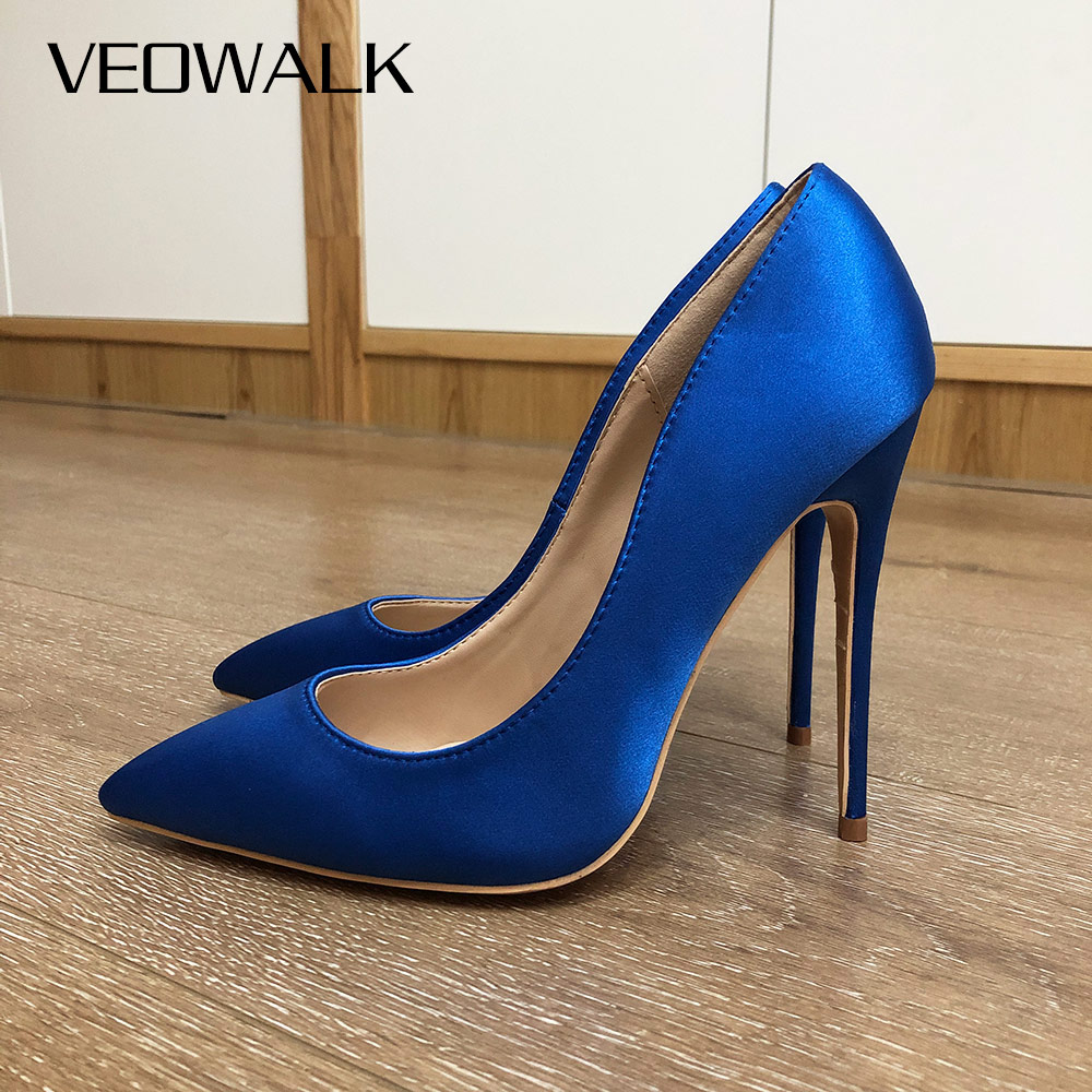 Slip Dress Satin - Veowalk Royal Blue kobiety satyna jedwabna